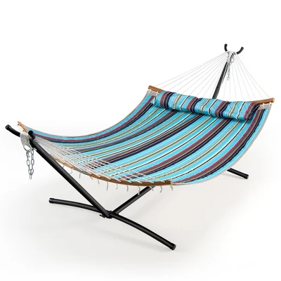 Costway Hammock Chair With Stand Heavy Duty Portable Carrying Bag Cushion Pillow RedBlue 10 Costway Hammock Chair With Stand Heavy Duty Portable Carrying Bag Cushion Pillow RedBlue - Image 10