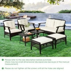 Costway 7PCS Patio Rattan Furniture Set Cushioned Sofas Loveseat Yard W/Waterproof Cover 13 Costway 7PCS Patio Rattan Furniture Set Cushioned Sofas Loveseat Yard W/Waterproof Cover -Costway GUEST a0ac6a11 e448 4b34 9a0e e9f482162d86