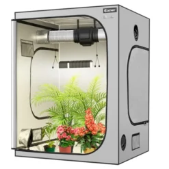 Costway 5x5 Grow Tent, 60''x60''x80'' High Reflective Mylar W/Observation Window GrayBlack -Costway GUEST a0e04cf5 ba62 420a a989 0daca10e5fee