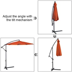Costway 10 Ft Hanging Umbrella Patio Sun Shade Offset Outdoor Market Cross Base Orange -Costway GUEST a14b4f29 c146 4464 be13 c0c35b2ac624