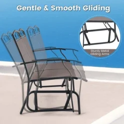 Costway 2pcs Patio Loveseat Glider Glass Coffee Table Set Heavy-Duty Swing Rocking Chair -Costway GUEST a16de70d a33a 4345 80a3 a68830d3e18b
