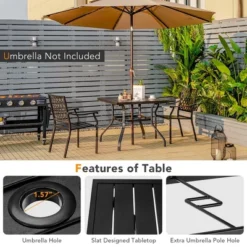 Costway 37'' Patio Square Dining Table Metal Slat W/1.57'' Umbrella Hole Garden -Costway GUEST a1c33973 63c1 439e 999f 5f88719c8c97