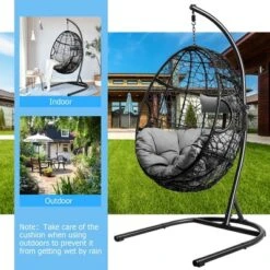 Costway Hammock Chair With Stand Hanging Cushioned Swing Egg Chair -Costway GUEST a1cecead 8cf3 47f3 9b2a 4cb0acee9440