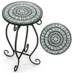 Costway Mosaic Outdoor Round End Table With Weather Resistant Ceramic Tile Tabletop -Costway GUEST a1f83629 576a 4928 842d 0231376c108d