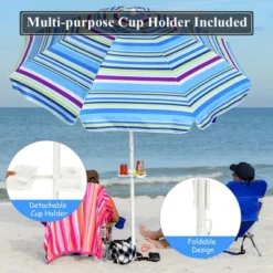 Costway 7.2 FT Portable Beach Umbrella Tilt Sand Anchor Cup Holder W/Carry Bag -Costway GUEST a2327c1b b463 4629 a202 404d726c5522