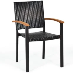 Costway Set Of 4 Outdoor Patio PE Rattan Dining Chairs Armrest Stackable Garden 17 Costway Set Of 4 Outdoor Patio PE Rattan Dining Chairs Armrest Stackable Garden -Costway GUEST a2406db0 2c68 4c94 97f8 d77c64b0a010