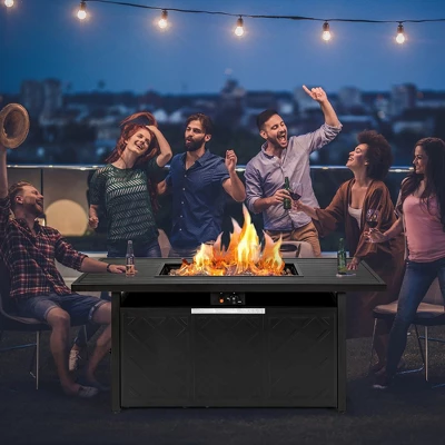 Costway 57'' Rectangular Propane Gas Fire Pit 50,000 Btu Heater Outdoor Table 4 Costway 57'' Rectangular Propane Gas Fire Pit 50,000 Btu Heater Outdoor Table - Image 4