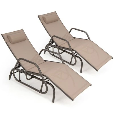 Costway 2PCS Patio Chaise Lounge Glider Recliner Chair Adjustable Sturdy Frame Outdoor 3 Costway 2PCS Patio Chaise Lounge Glider Recliner Chair Adjustable Sturdy Frame Outdoor - Image 3