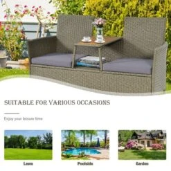 Costway 2-Person Patio Rattan Conversation Furniture Set Loveseat Coffee Table -Costway GUEST a34e2a94 0de5 4143 b8a0 8a9da5626695