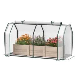 Costway Raised Garden Bed With Dual Zipper Door Greenhouse For Patios And Backyards Grey/Natural -Costway GUEST a36fa0ef 14a0 4e94 8450 5b6e03ccabdb
