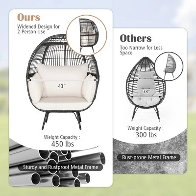 Costway Patio Oversized Rattan Wicker Egg Chair Lounge Basket 4 Cushion Indoor & Outdoor 7 Costway Patio Oversized Rattan Wicker Egg Chair Lounge Basket 4 Cushion Indoor & Outdoor - Image 7