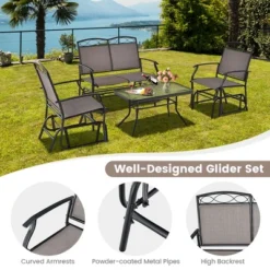 Costway 4pcs Patio Glider Conversation Set Swing Rocking Chair Table Heavy-Duty Outdoor -Costway GUEST a3aa8727 95d2 47dc b7fe 28f03e3d4f9e