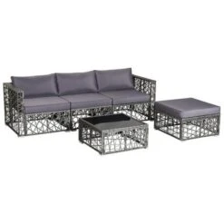 Costway 5 Pieces Patio PE Rattan Wicker Sofa Furniture Set Cushioned Outdoor Grey 13 Costway 5 Pieces Patio PE Rattan Wicker Sofa Furniture Set Cushioned Outdoor Grey -Costway GUEST a3c49b4d f32d 447f 807c 9d5e2d835b80