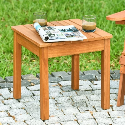 Costway 2PCS Wooden Square Side End Table Patio Coffee Bistro Table Indoor Outdoor Natural 4 Costway 2PCS Wooden Square Side End Table Patio Coffee Bistro Table Indoor Outdoor Natural - Image 4