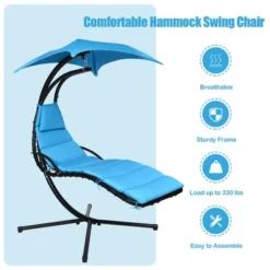 Costway Hanging Swing Chair Hammock Chair W/ Pillow Canopy Stand BlueNavyOrange 17 Costway Hanging Swing Chair Hammock Chair W/ Pillow Canopy Stand BlueNavyOrange -Costway GUEST a41ea294 b47c 4560 85d2 414619beb4e9