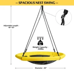 Extra Large Heavy Duty A-Frame Steel Swing Stand Set 40” Nest Tree Swing Yellow -Costway GUEST a421d402 bf38 4049 af8e 24538f632707