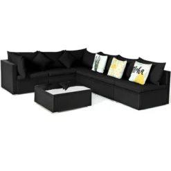 Costway 7PCS Patio Rattan Sofa Set Sectional Conversation Furniture Set Garden Black -Costway GUEST a443050a 01c6 4581 b7c1 b0e15ae5129e