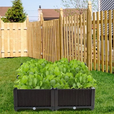 Costway Set Of 4 Raised Garden Bed Elevated Flower Vegetable Herb Grow Planter Box Brown 5 Costway Set Of 4 Raised Garden Bed Elevated Flower Vegetable Herb Grow Planter Box Brown - Image 5