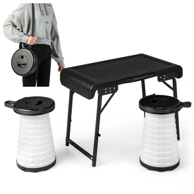 Costway 3-Piece Folding Table Stool Set With A Camping Table & 2 Retractable LED Stools 9 Costway 3-Piece Folding Table Stool Set With A Camping Table & 2 Retractable LED Stools - Image 9
