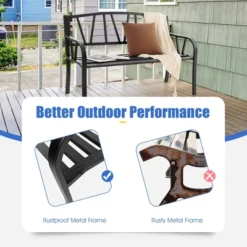 Costway Outdoor Patio Garden Bench Metal Frame With Ergonomic Armrest 660 Lbs Max Load -Costway GUEST a49953c5 6d02 48d0 bf68 ee65c4e4b1a3