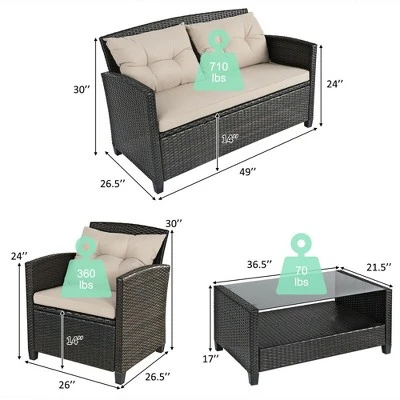 Costway 8pcs Patio Rattan Conversation Set Cushioned Outdoor Furniture Set 1 Costway 8pcs Patio Rattan Conversation Set Cushioned Outdoor Furniture Set