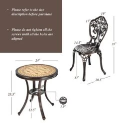 Costway 3PCS Patio Bistro Set Round Table Chairs All Weather Cast Aluminum Yard -Costway GUEST a5119116 67a7 413a b37f f55a25052cef
