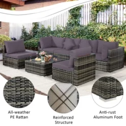 Costway 7PCS Patio Rattan Furniture Set Sectional Sofa Garden Gray Cushion 15 Costway 7PCS Patio Rattan Furniture Set Sectional Sofa Garden Gray Cushion -Costway GUEST a58b6efb d806 4f78 a2a0 f31bf2eda6c4