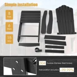 Costway Patio HIPS Adirondack Chair With Cup Holder Weather Resistant Outdoor 380 LBS Black/Teak/Green/Navy/Red/Gray/White/Yellow 23 Costway Patio HIPS Adirondack Chair With Cup Holder Weather Resistant Outdoor 380 LBS Black/Teak/Green/Navy/Red/Gray/White/Yellow -Costway GUEST a590df61 18ed 4b13 94de 7f5c32890002