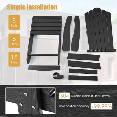 Costway Patio HIPS Adirondack Chair With Cup Holder Weather Resistant Outdoor 380 LBS Black/Teak/Green/Navy/Red/Gray/White/Yellow 7 Costway Patio HIPS Adirondack Chair With Cup Holder Weather Resistant Outdoor 380 LBS Black/Teak/Green/Navy/Red/Gray/White/Yellow - Image 7