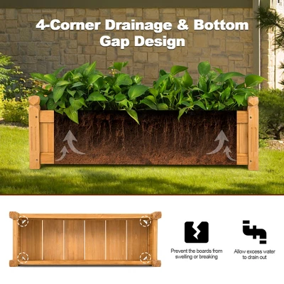 Costway Wooden Rectangular Planter Box Raised Garden Bed For Plants With 4 Corner Drainage 4 Costway Wooden Rectangular Planter Box Raised Garden Bed For Plants With 4 Corner Drainage - Image 4