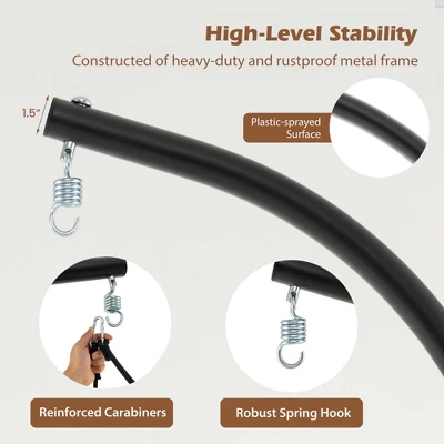 Costway Hanging Swing Hammock Chair With Stand Metal Frame Woven Backrest Seat Cushions 5 Costway Hanging Swing Hammock Chair With Stand Metal Frame Woven Backrest Seat Cushions - Image 5