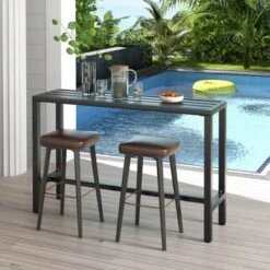 Costway Outdoor Metal Bar Table Patio Rectangular Counter Height Dining Table Black 13 Costway Outdoor Metal Bar Table Patio Rectangular Counter Height Dining Table Black -Costway GUEST a62e5bef 00a0 4486 8bec 6977a1ddc179