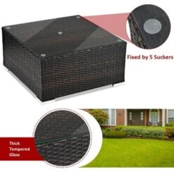 5PCS Patio Rattan Furniture Set Sectional Conversation Sofa W/ Coffee Table Red Navy -Costway GUEST a62f9ce5 729d 4a09 b76d 2ffb4cc1ecec