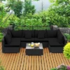 Costway 7PCS Patio Rattan Sofa Set Sectional Conversation Furniture Set Garden Black