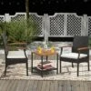 Costway Patio PE Wicker Chairs Acacia Wood Armrests With Soft Zippered Cushion Balcony