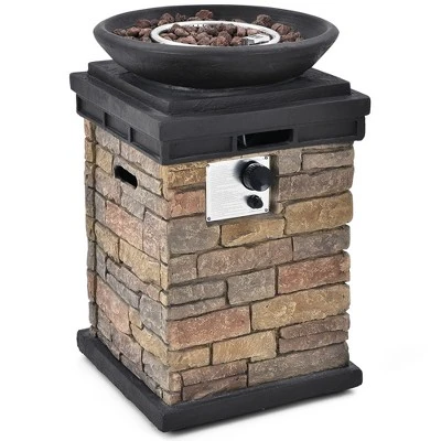 Costway Patio Propane Burning Fire Bowl Column W/ Cover 40,000 BTU & Lava Rocks 9 Costway Patio Propane Burning Fire Bowl Column W/ Cover 40,000 BTU & Lava Rocks - Image 9