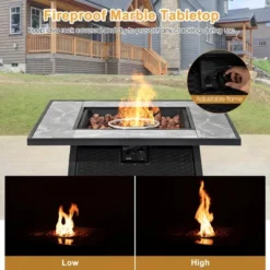 Costway 35'' Propane Gas Fire Pit Table Patio PE Wicker Rattan W/ Lava Rocks PVC Cover -Costway GUEST a6b5c6ec f1c6 4efc 874d 8cc08ba17376