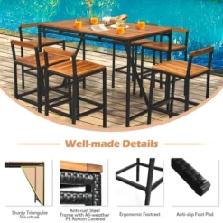 Costway 7PCS Patio Rattan Bar Set Acacia Wood Frame Stools Table Umbrella Hole 15 Costway 7PCS Patio Rattan Bar Set Acacia Wood Frame Stools Table Umbrella Hole -Costway GUEST a6c521bc dd3b 4585 b505 24118b6ffca5