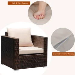 Costway 3PCS Patio Rattan Outdoor Furniture Set W/ Cushioned Sofa Coffee Table -Costway GUEST a6d9c4c9 0bff 4b3d 8776 ab458019d2a6