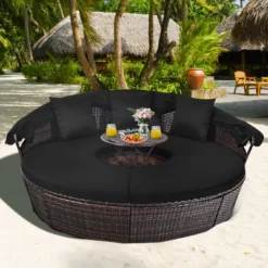 Costway Patio Rattan Daybed Cushioned Sofa Adjustable Table Top Canopy Black 11 Costway Patio Rattan Daybed Cushioned Sofa Adjustable Table Top Canopy Black -Costway GUEST a70f4ad8 e303 4bc0 bee3 03c65187f61d