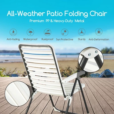 Costway Patio PP Folding Chair Adjustable Reclining 7-Level All-Weather Portable Outdoor 4 Costway Patio PP Folding Chair Adjustable Reclining 7-Level All-Weather Portable Outdoor - Image 4