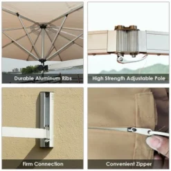 Costway 8ft Wall-Mounted Umbrella Telescopic Folding Tilt Sun Shade TanTurquoise -Costway GUEST a71f1f6f c7b5 44db 81fe 670b6b02f1d5