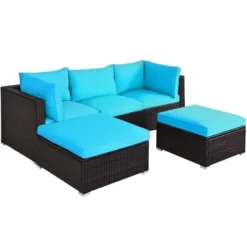 Costway 5PCS Patio Rattan Sectional Conversation Set Ottoman Turquoise 16 Costway 5PCS Patio Rattan Sectional Conversation Set Ottoman Turquoise -Costway GUEST a75d783b b63c 4f45 9068 ca3b46a0ac3d