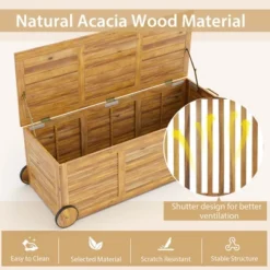 Costway 48 Gallon Acacia Wooden Patio Storage Deck Box Outdoor Storage Box With Wheels -Costway GUEST a7667490 322c 4591 bfea f142d6d0176b
