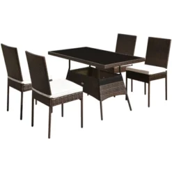 Costway 5 PCS Patio Rattan Dining Set Glass Table High Back Chair Garden Deck Mix Brown 14 Costway 5 PCS Patio Rattan Dining Set Glass Table High Back Chair Garden Deck Mix Brown -Costway GUEST a7a45532 f3b8 464d a0d1 a9bafb6cc195