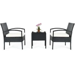 Costway 3PCS Patio Rattan Furniture Set Table & Chairs Set With Thick Cushions Garden -Costway GUEST a7dd669f 21cd 48a5 8da5 24ef834e50e7 1