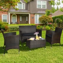 Costway 4PCS Rattan Patio Furniture Set Cushioned Sofa Chair Coffee Table 27 Costway 4PCS Rattan Patio Furniture Set Cushioned Sofa Chair Coffee Table -Costway GUEST a82c673f b4e5 4b25 b1ce 4ad04597281a
