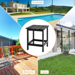 Costway Patio 15" End Side Coffee Table Square Wooden Slat Garden Deck WhiteBlackGray -Costway GUEST a82ff3a3 0792 4118 be6b 7f1b4eca8f21