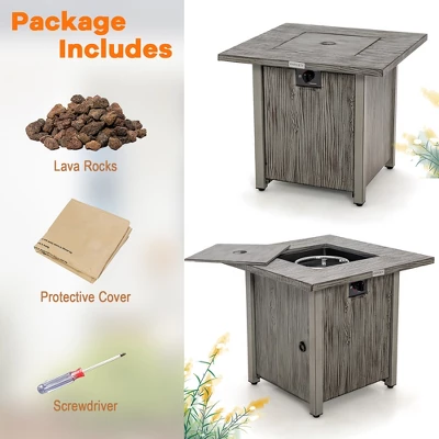 Costway 28'' Patio Square Fire Pit Table 40,000 BTU Propane Gas Table With Lid & Lava Rocks 8 Costway 28'' Patio Square Fire Pit Table 40,000 BTU Propane Gas Table With Lid & Lava Rocks - Image 8