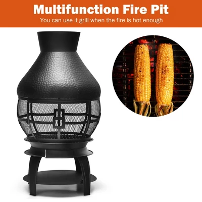 Costway Patio Fire Pit Chimenea Fireplace Wood Burning Heater Garden Backyard 6 Costway Patio Fire Pit Chimenea Fireplace Wood Burning Heater Garden Backyard - Image 6